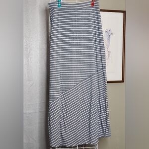 Gray and White Striped Maxi Skirt Woman's Size X-SMALL